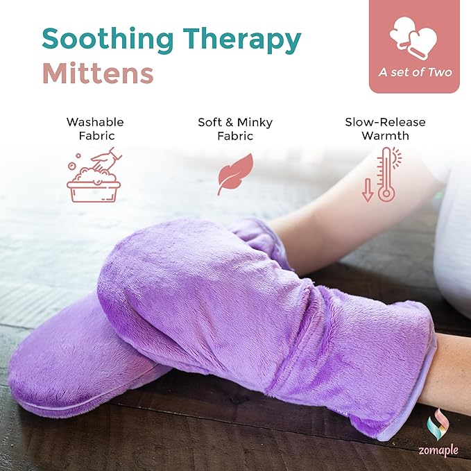 Microwavable Mittens and Heated Gloves for Arthritis Hands – Hand Warmers for Arthritis Using Moist Heat Therapy – Pain Relief for Raynaud's, Stiff Fingers & Carpal Tunnel (Lavender)