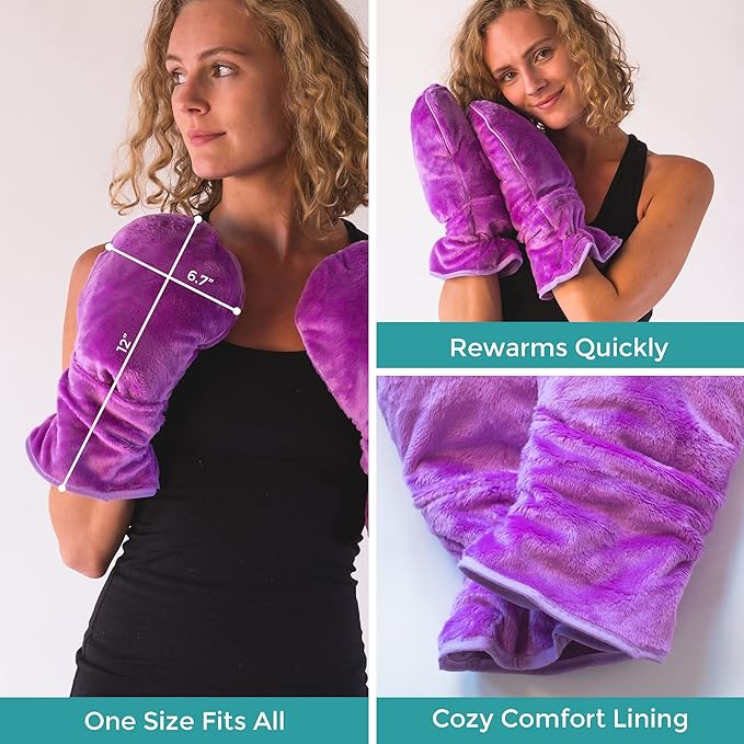 Microwavable Mittens and Heated Gloves for Arthritis Hands – Hand Warmers for Arthritis Using Moist Heat Therapy – Pain Relief for Raynaud's, Stiff Fingers & Carpal Tunnel (Lavender)