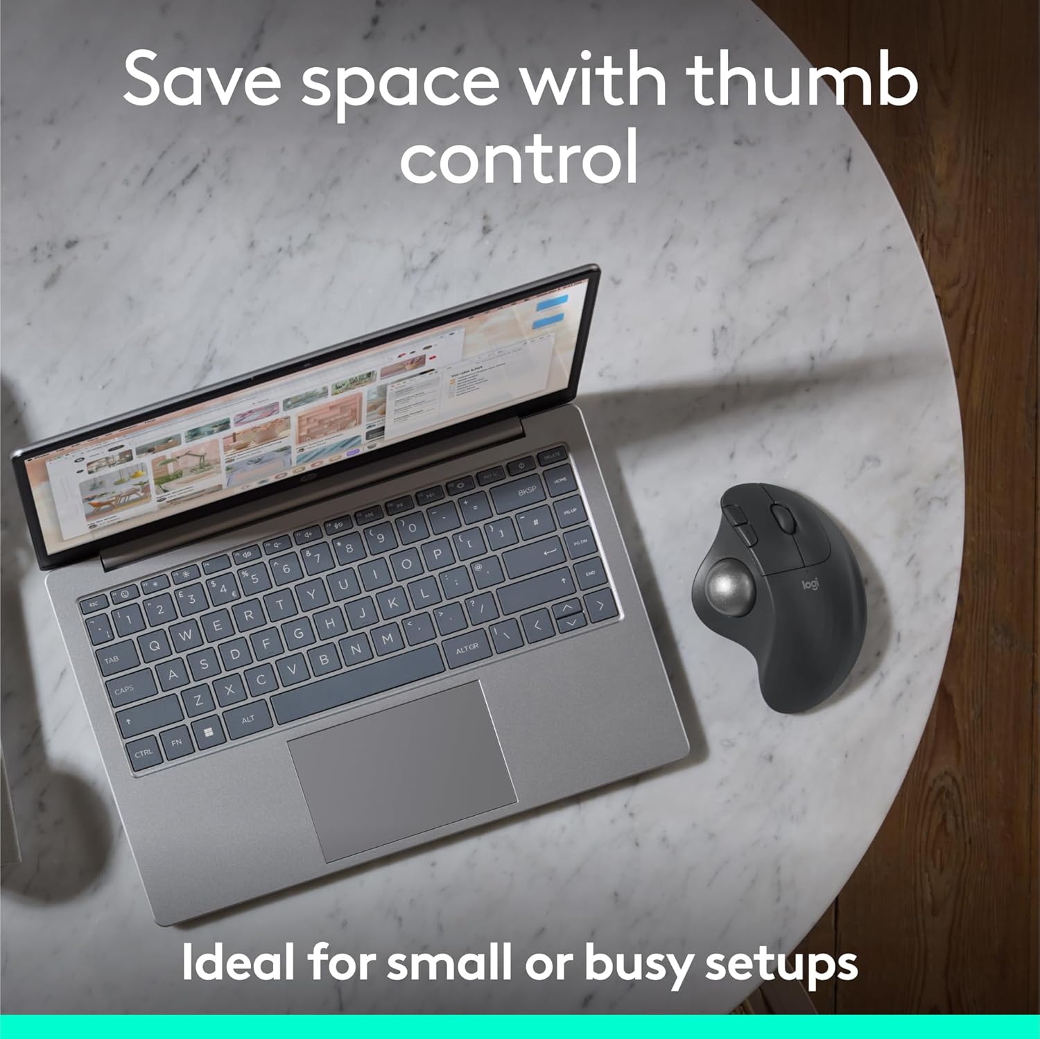 Logitech Ergo M575S Wireless Trackball Mouse, Wireless Ergonomic Mouse with Bluetooth and Encrypted Dongle, Comfortable Thumb Control, Precise and Smooth Tracking, for PC/Mac