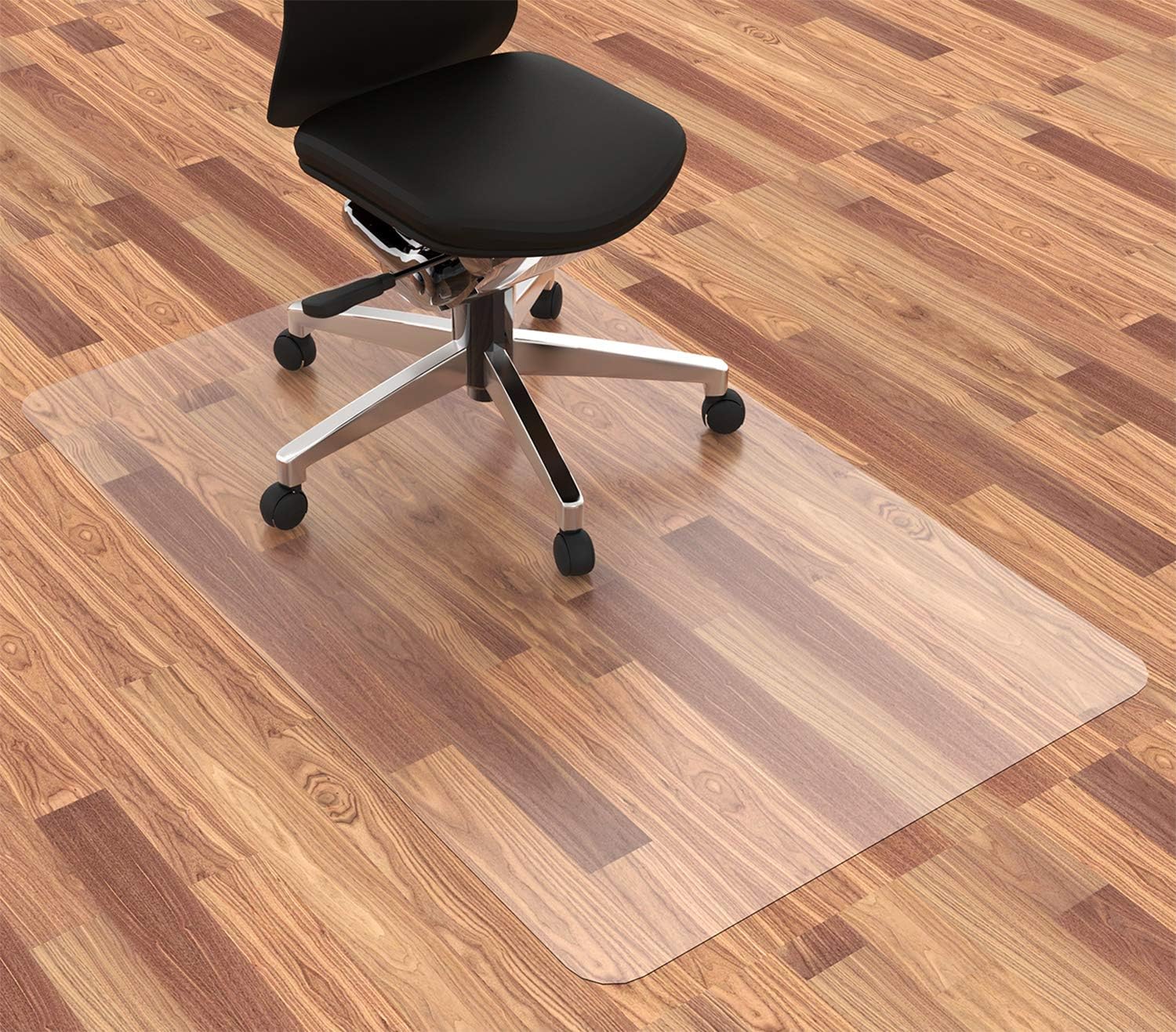 48" x 30" Office Chair Mat for Hardwood Floor - Clear Vinyl Desk Chair Protector with Easy Glide, Flat Without Curling for Home & Office