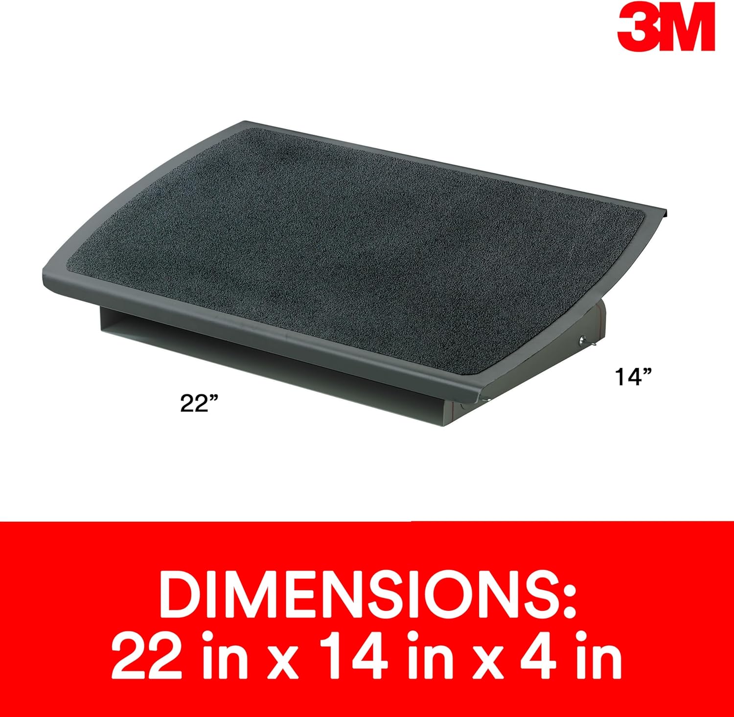 3M Foot Rest, Height and Tilt Adjustable, 22" Extra Wide Platform with Safety-Walk Slip Resistant Surface Provides Ample Room for Both Feet, Heavy Duty Steel Construction