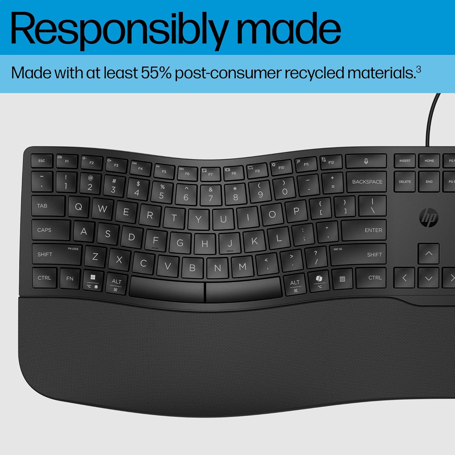 HP 480 Comfort Wired Keyboard with Cushioned Palm Rest