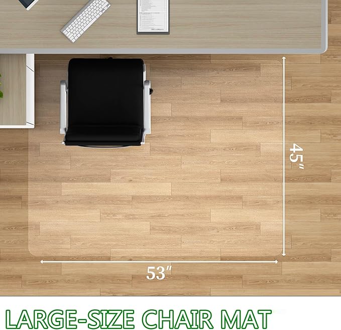 Large 45" x 53" Office Chair Mat for Hardwood Floor - Clear Floor Protector with Easy Glide for Home & Office