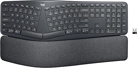 Logitech ERGO K860 Wireless Ergonomic Keyboard - Split Keyboard, Wrist Rest, Natural Typing, Stain-Resistant Fabric, Bluetooth and USB Connectivity, Compatible with Windows/Mac, Black