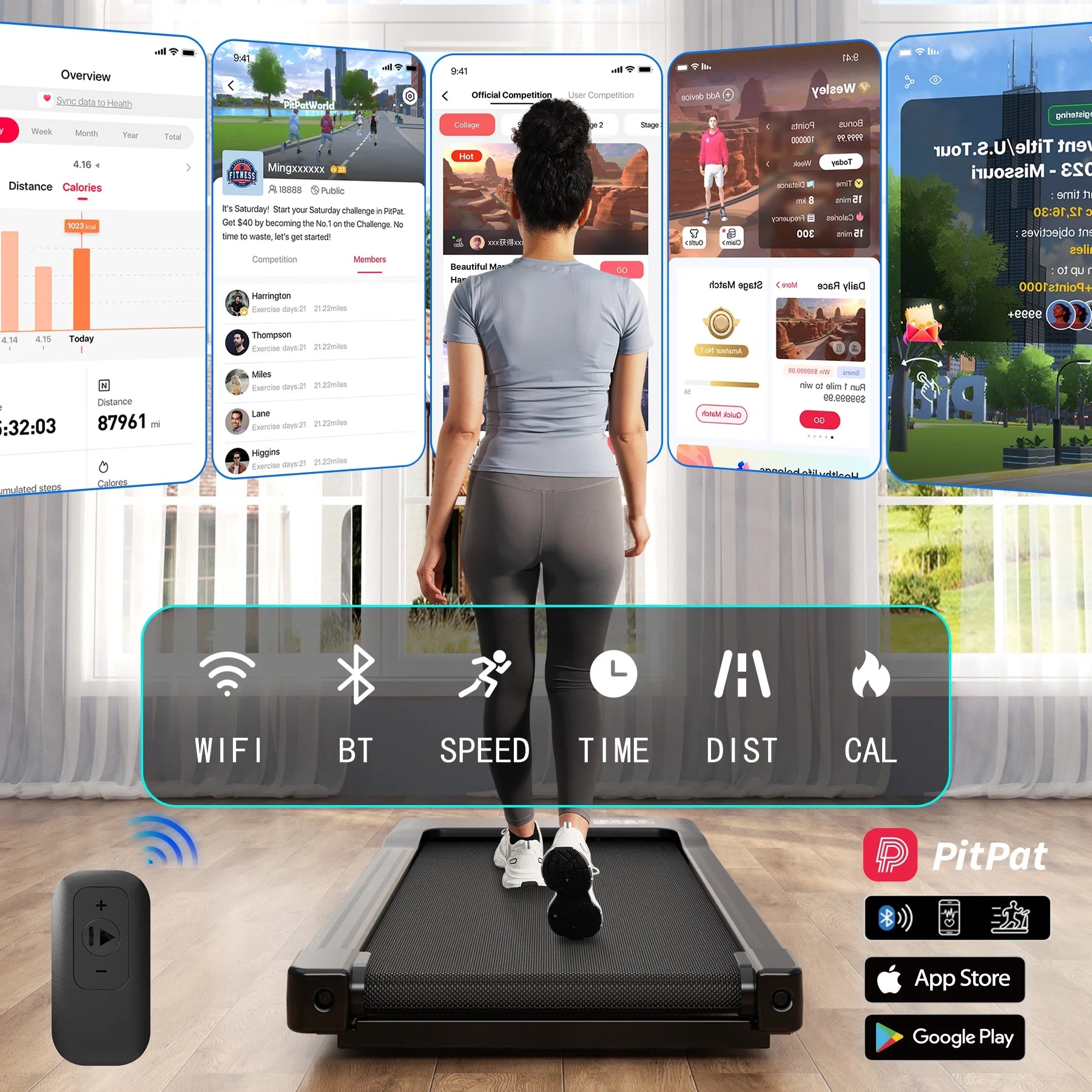 Walking Pad Treadmill with Remote Control,Under Desk Treadmill for Home&Office, 250 Lbs Weight Capacity