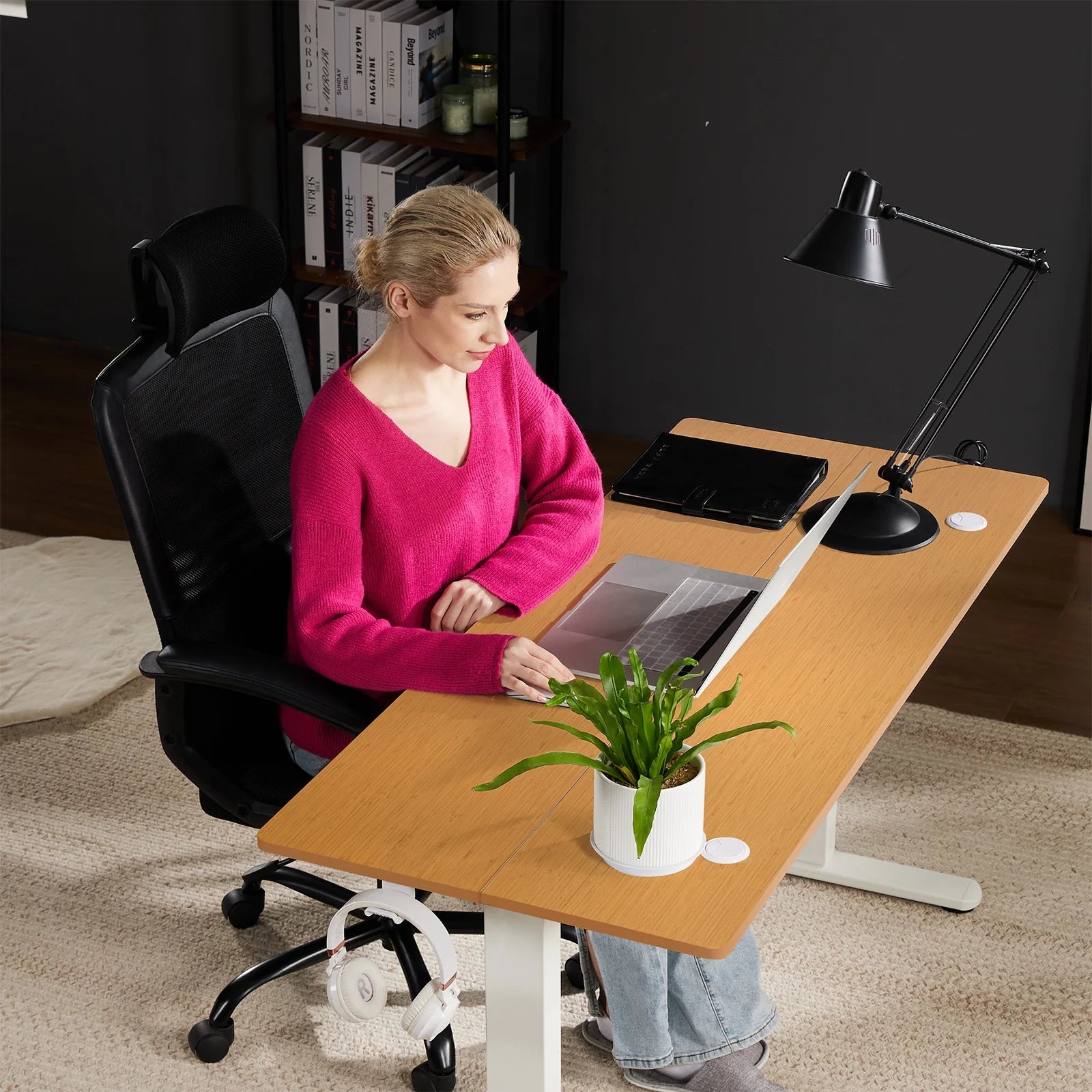 Electric Standing Desk, 40''X24'' Height Adjustable Desk, Home Office Desk with Electric Lift, Sit Stand Desk Workstation for Home Office, Oak