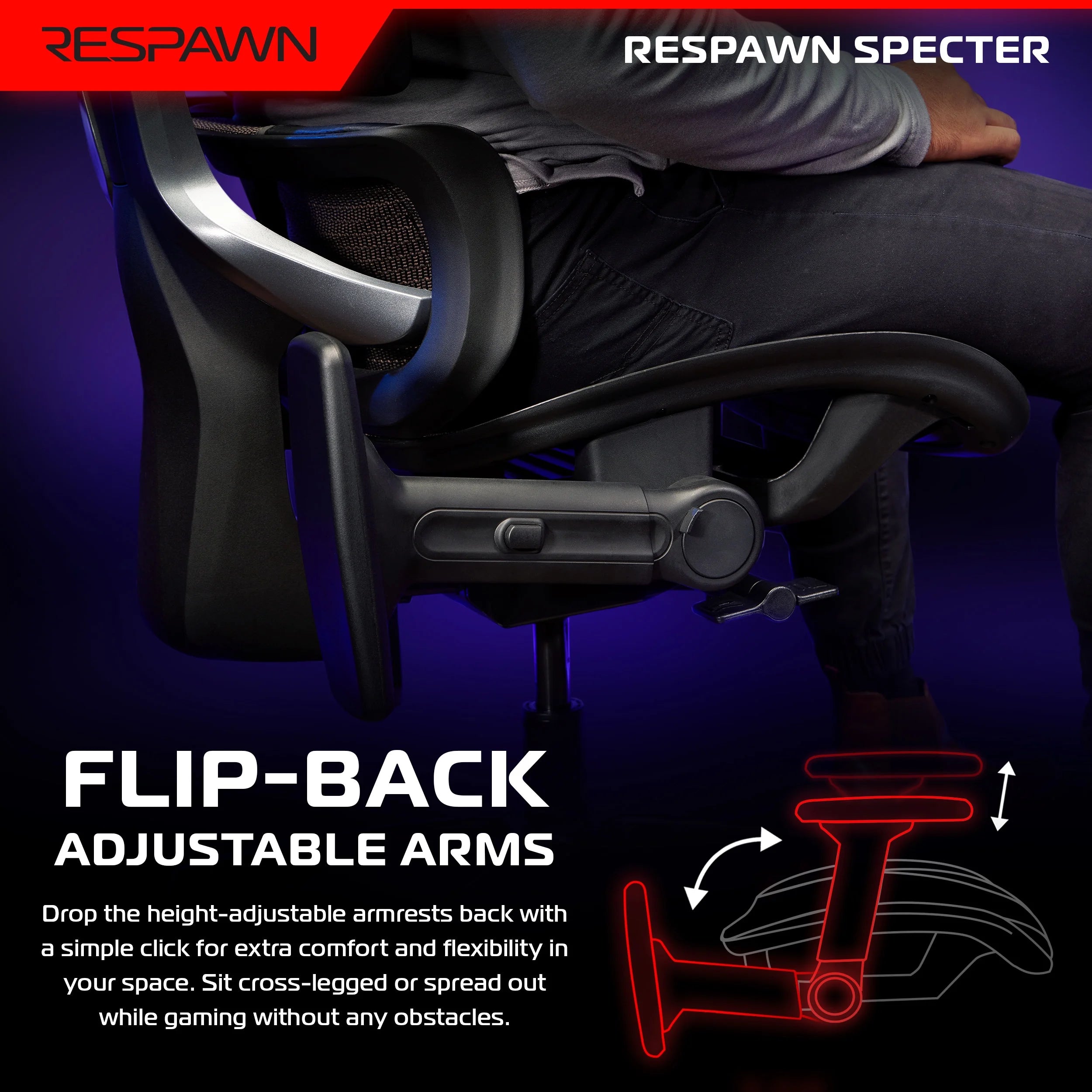 SPECTER Ergonomic Mesh Office Chair - High Back Computer Chair, Gaming Chair, Desk Chair with Adjustable Lumbar Support/Armrests/Headrest, Gaming Chairs Seat Slide & Tilt Recline - Black