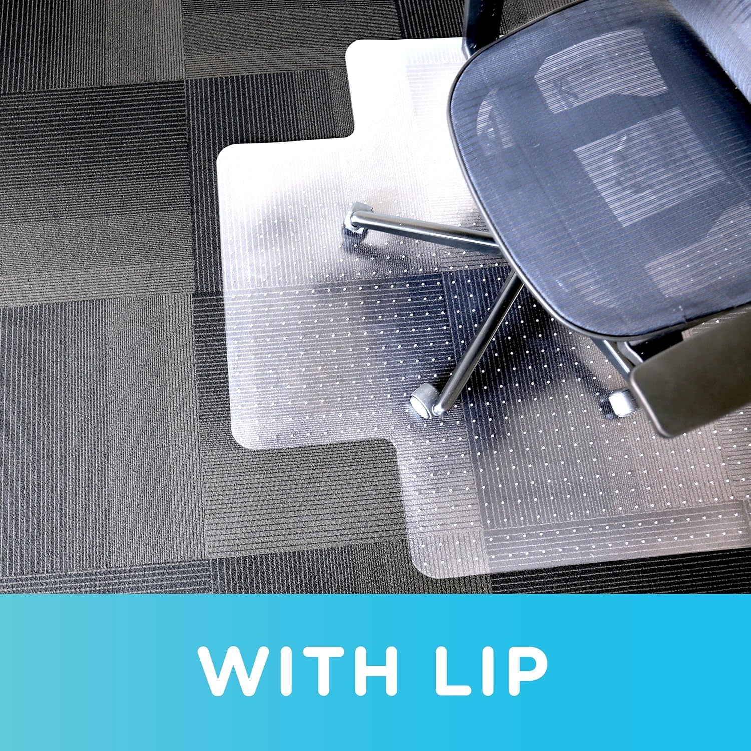 Low Pile Carpet Office Mat Chair Mat with Lip, 45" X 53" X .11"