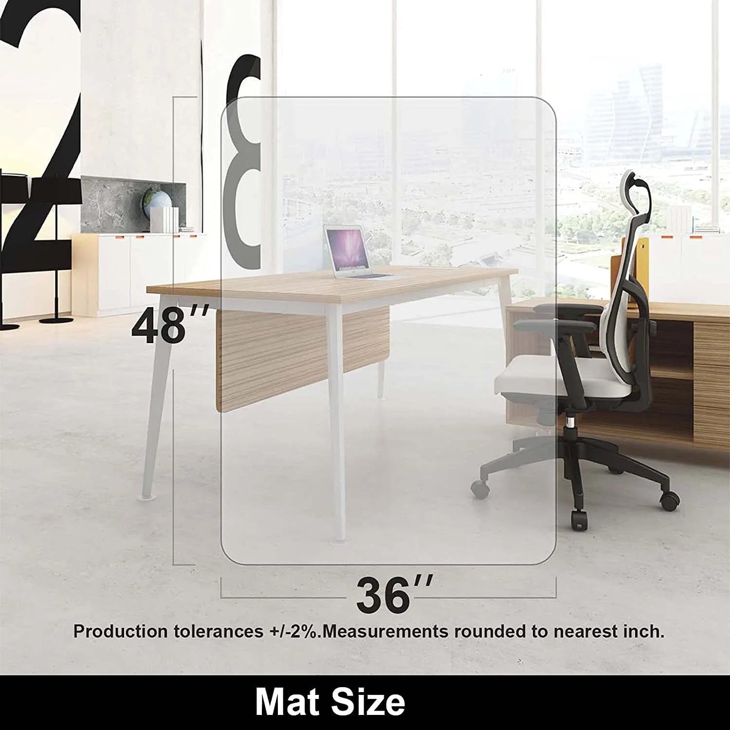 Office Mat for Hardwood Floor, 36" X 48" Rectangle Clear Chair Mat ,Matte, PVC