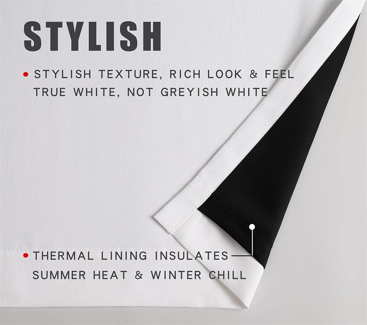 100% Blackout Curtains for Bedroom Living Room 84 Inches Long White Room Darkening Window Grommet Thermal Lined Insulated Light Blocking Noise Reducing 2 Panels Set