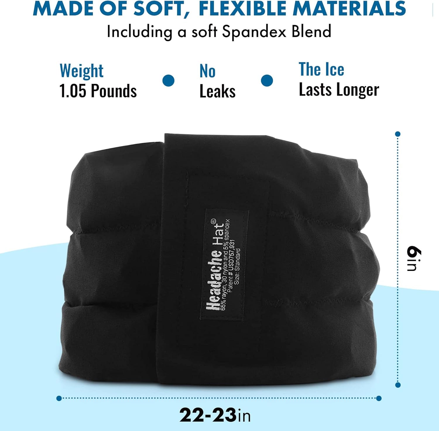 Halo - Migraine Relief Cap Long Lasting Cooling Ice Pack Mask - Cold Compress Head Wrap for Tension, Stress & Hangover Natural Cooling Therapy