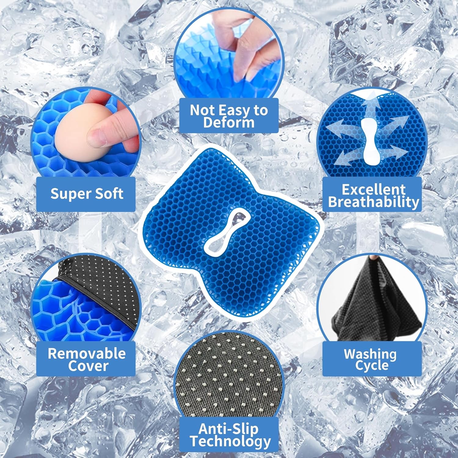 Kayak Seat Cushion, anti Slip Thicken Gel Kayak Seat Pad Breathable Waterproof Kayak Cushion for Kayaks Canoe and Boat, Lifetime Kayak Accessories Equipment Gear for Fishing Kayak (Blue 2 Packs)