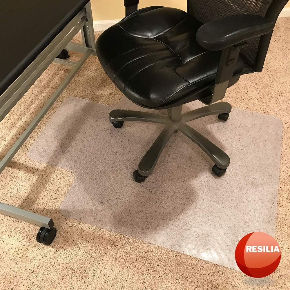 Office Desk Chair Mat with Lip - for Low Pile Carpet (With Grippers) Clear, 36 Inches X 48 Inches, Made in the USA