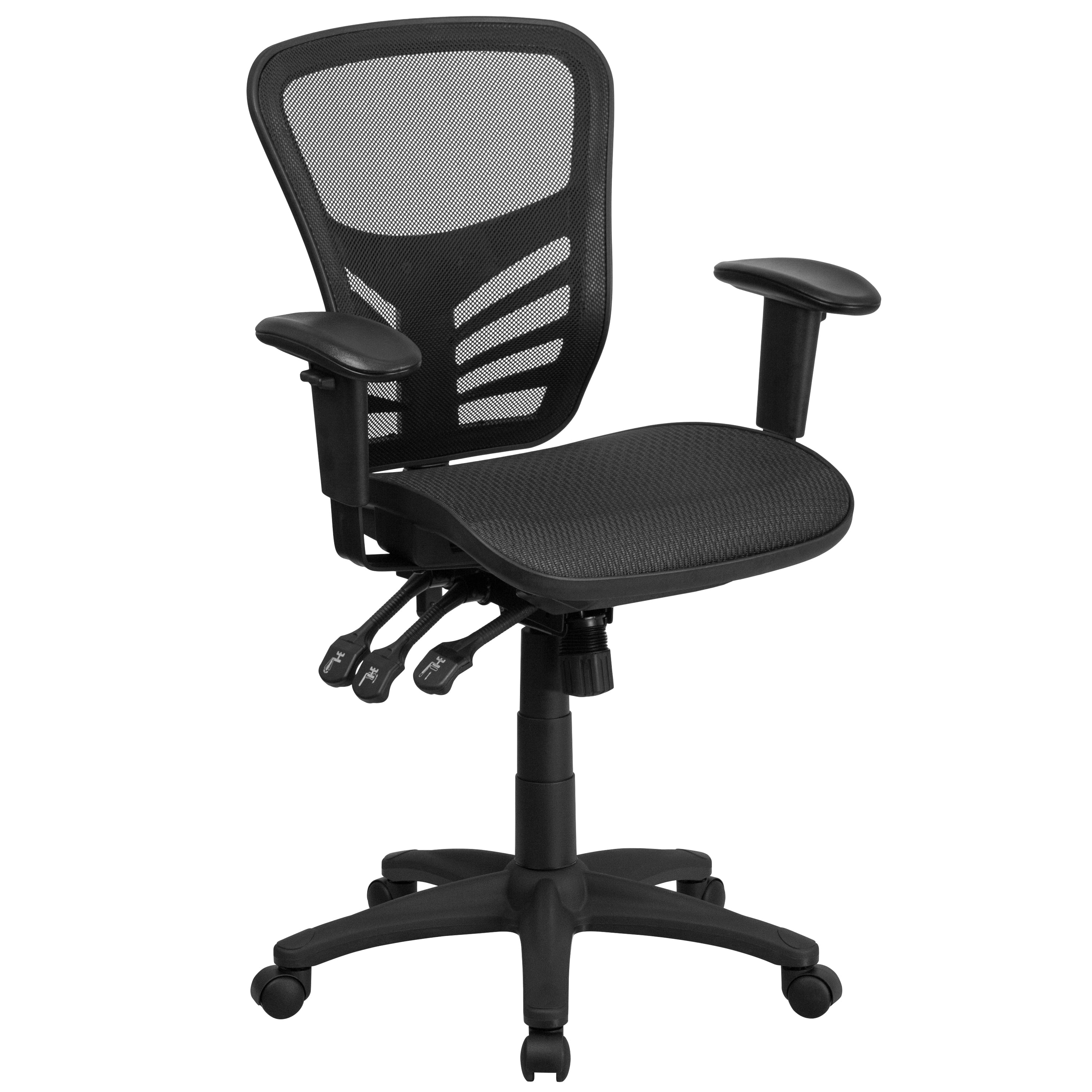 Mid-Back Transparent Black Mesh Multifunction Executive Swivel Ergonomic Office Chair with Adjustable Arms