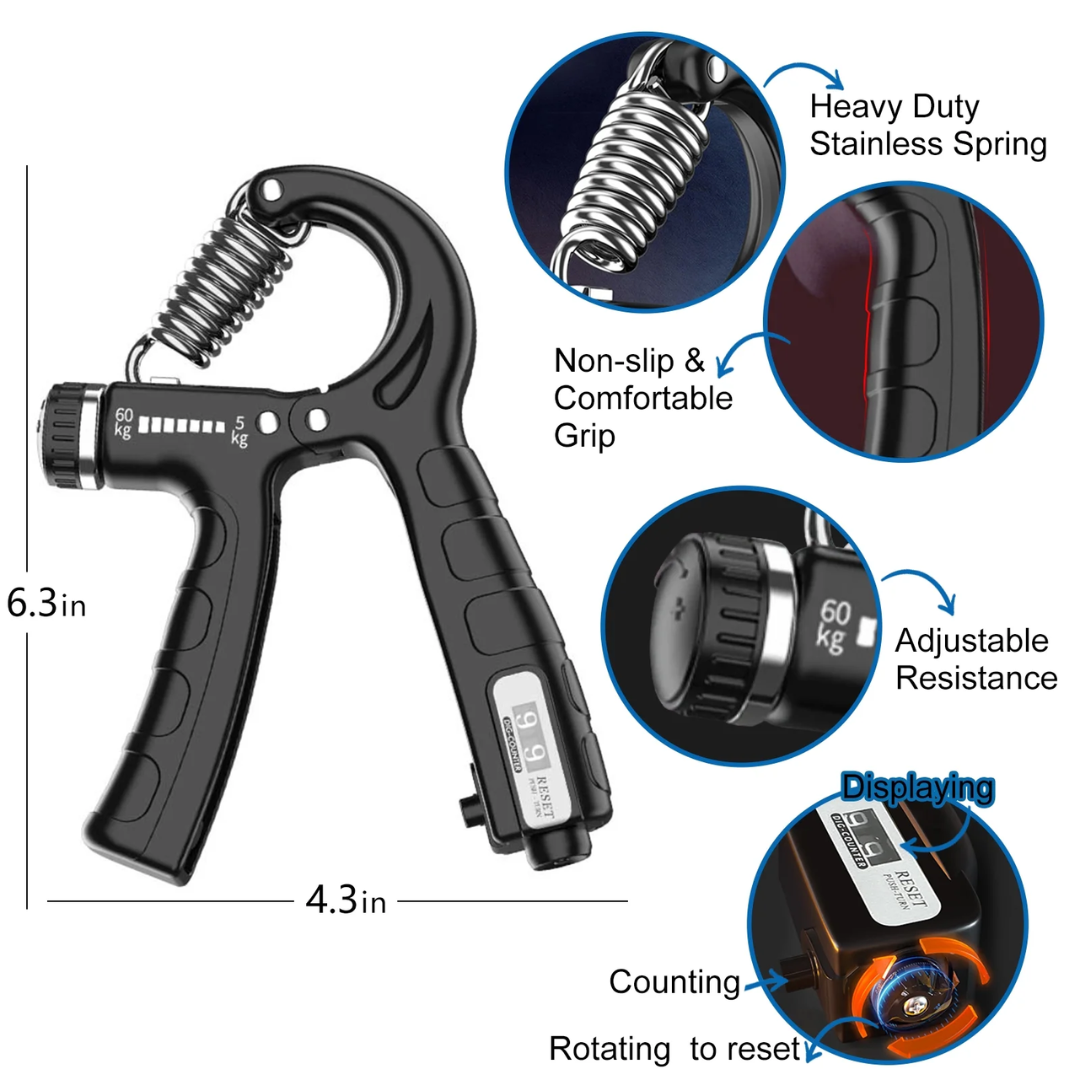 Cyrico 5-in-1 Hand Grip Strengthener - Adjustable Forearm Grip Strength Trainer for Finger & Wrist