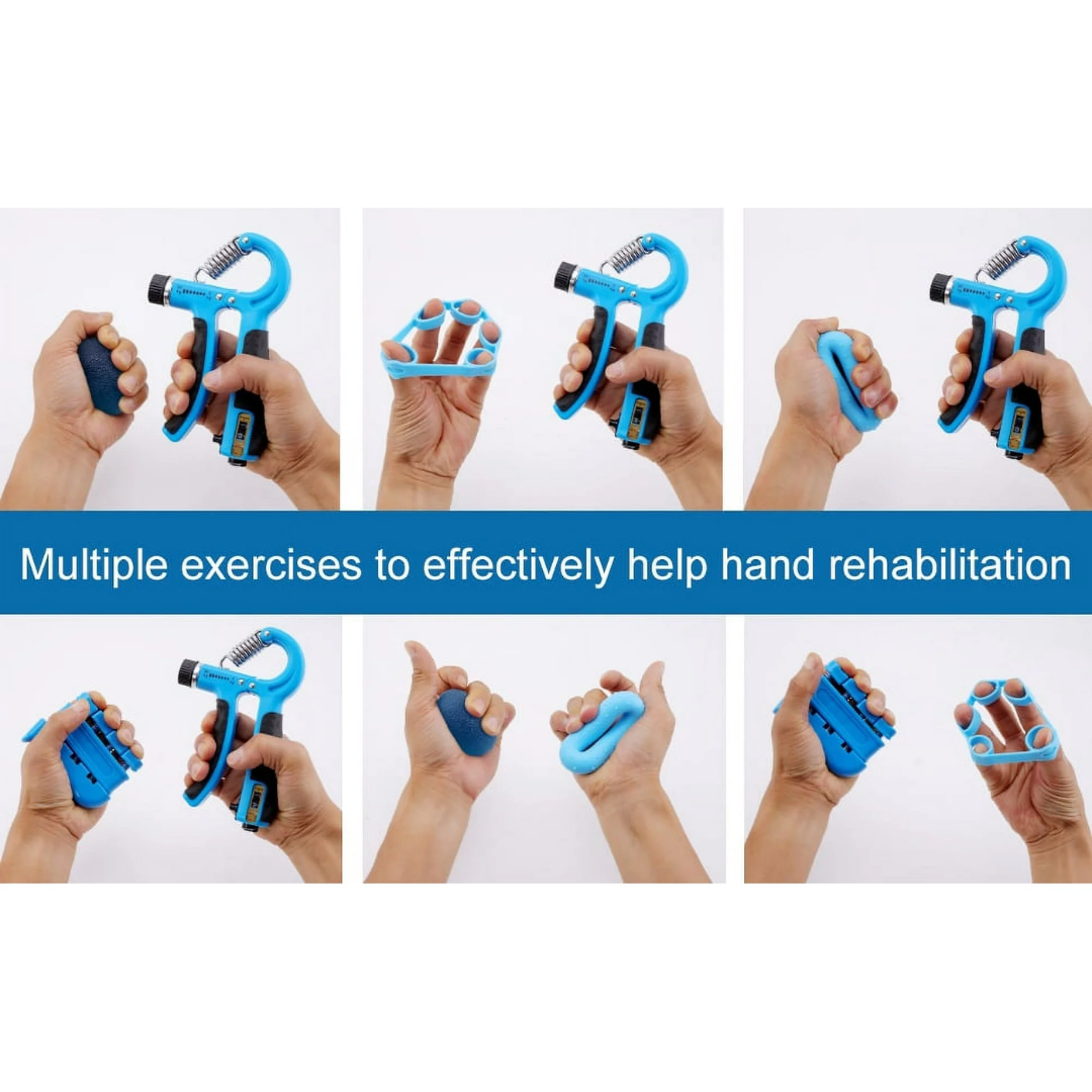 Cyrico 5-in-1 Hand Grip Strengthener - Adjustable Forearm Grip Strength Trainer for Finger & Wrist (Blue)