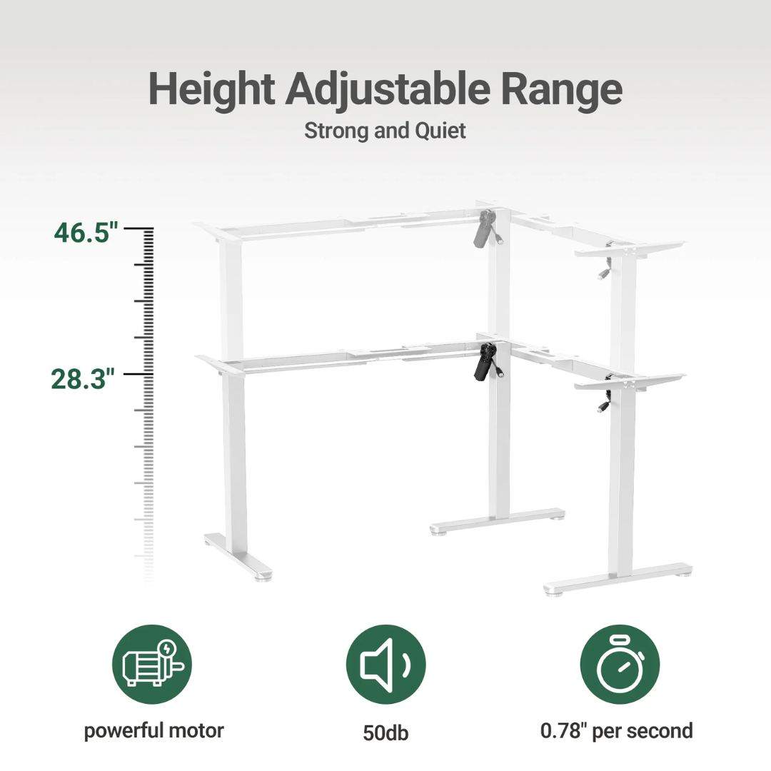 INNOVAR L-Shaped Electric Standing Desk - 63" x 55" Dual Motor Adjustable Height Corner Desk with Splice Board (Bamboo Top)