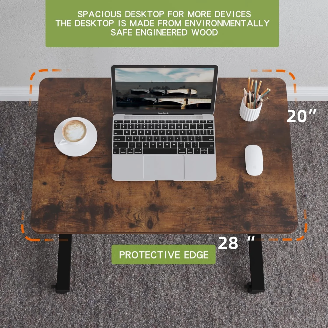 Mobile Standing Desk - 28" Rolling Height Adjustable Workstation with Desktop Stand (Rustic Brown)