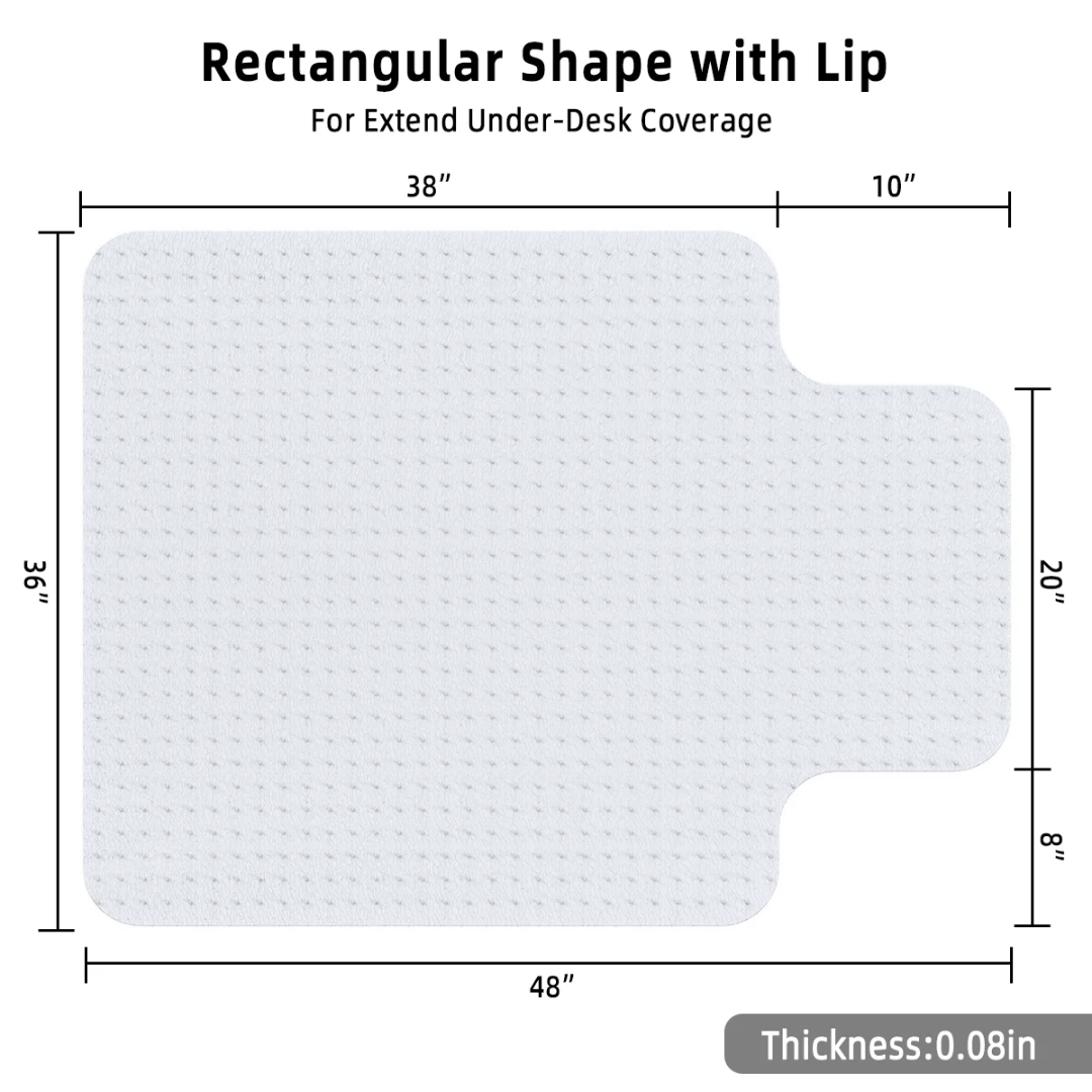 GPED Office Carpet Chair Mat, 36" x 48" Carpet Protector Mat with Lip for Home, Gaming Floor