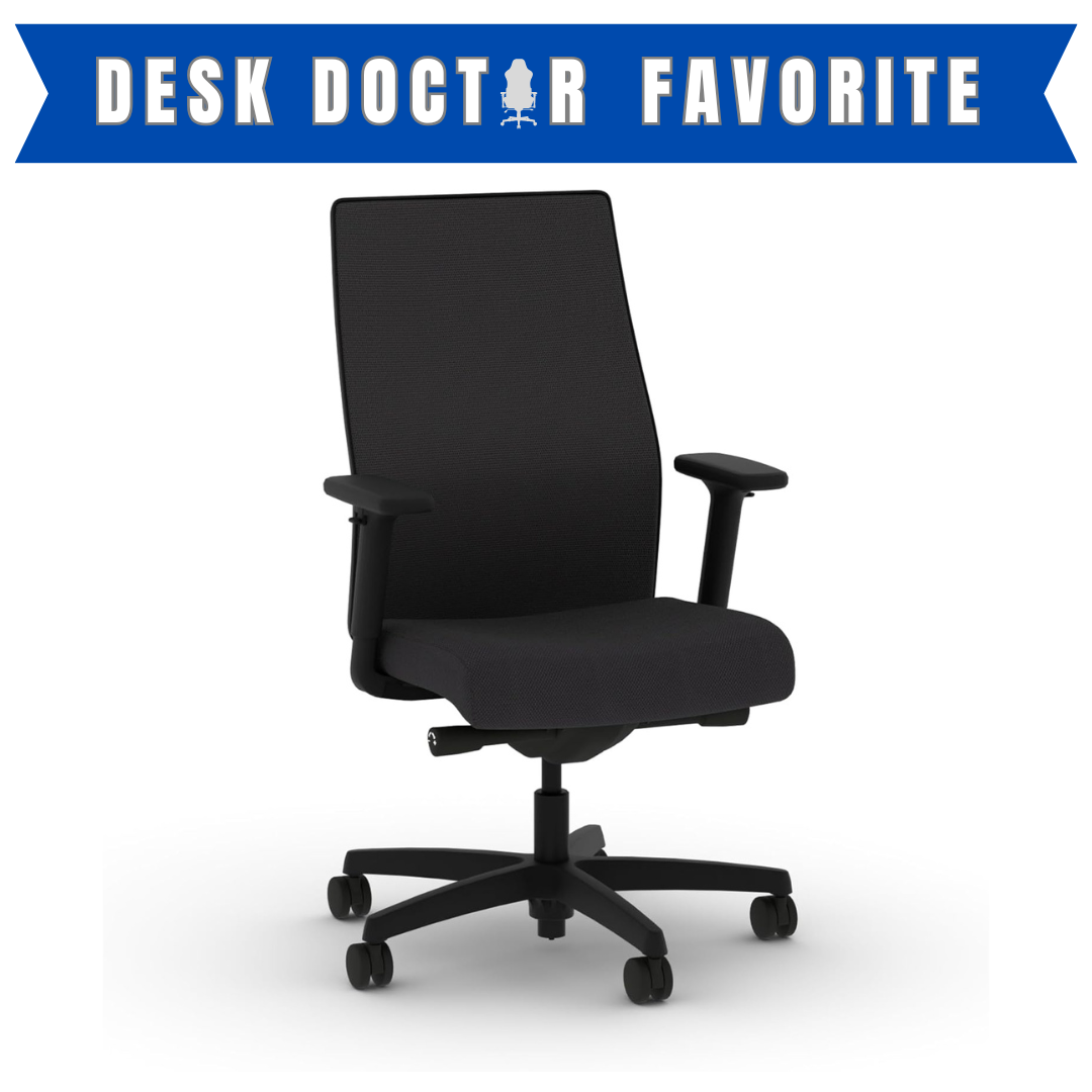 HON Ignition 2.0 Mid Back Task Chair, Standard Synchro-Tilt Control, Office Chair with Lumbar Support, Height and Width Adjustable Arms