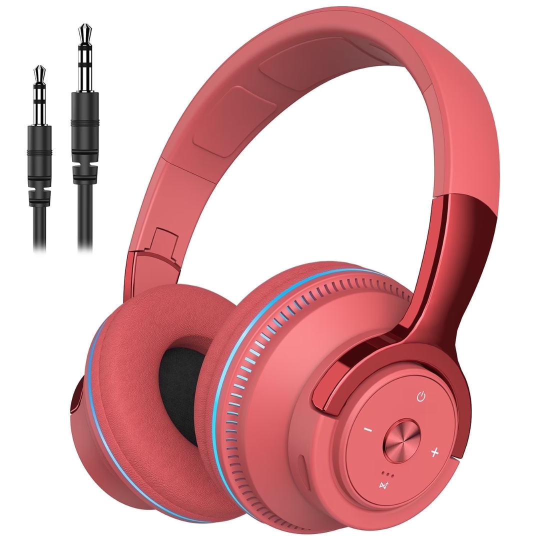 Cshidworld Wireless On-Ear Headphones - HiFi Stereo Bass, Foldable with Wired Mode, Noise Isolating with Mic & Volume Control for Computer, Laptop & Mobile