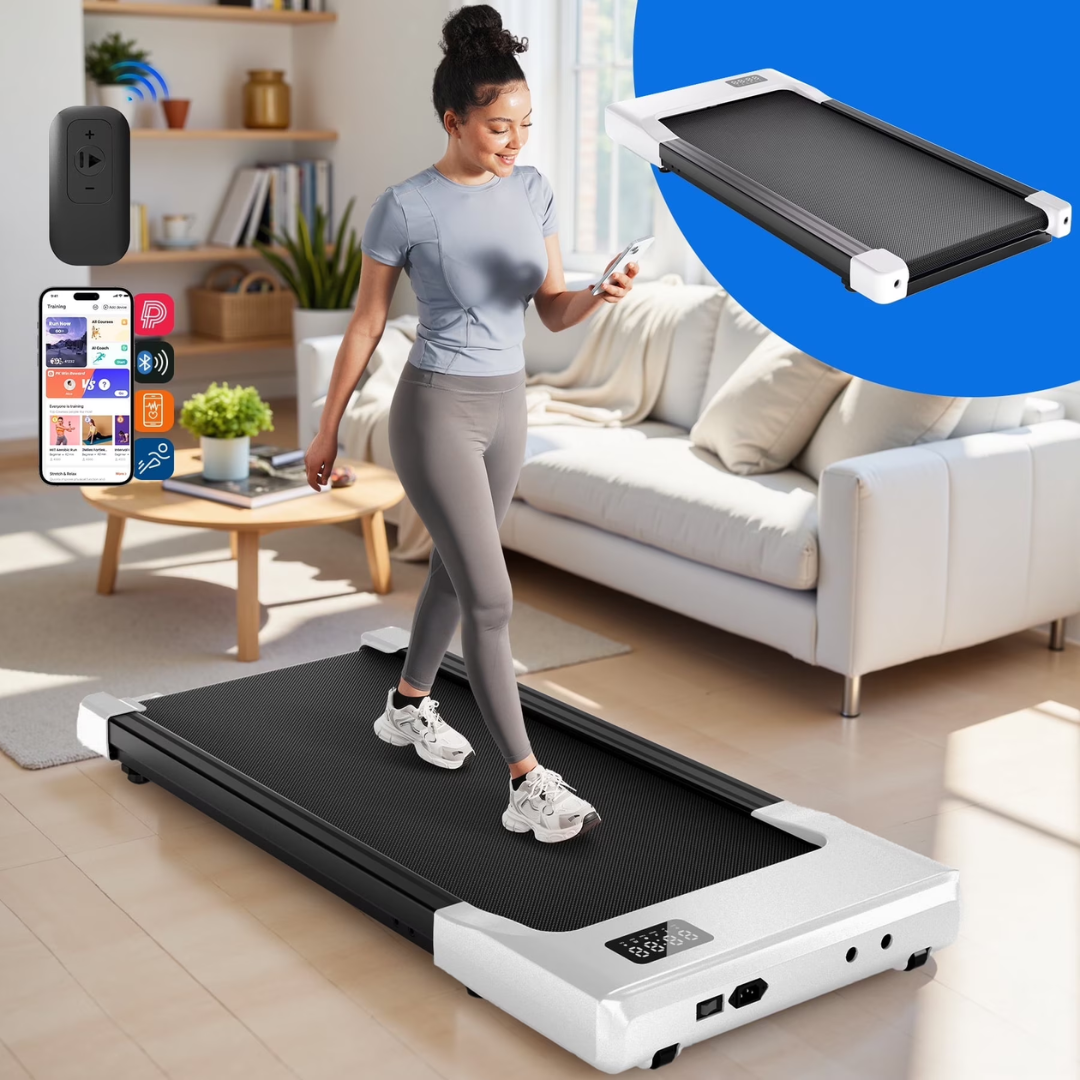 Walking Pad Treadmill with Remote Control - Under-Desk Treadmill for Home & Office, 250 lbs Capacity (White)
