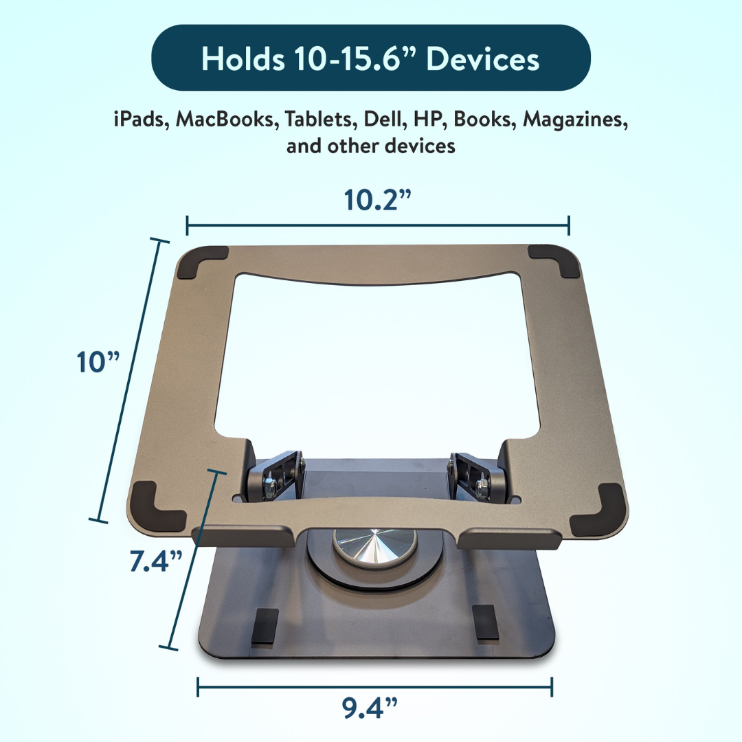 Swivel Laptop Stand for Desk - 360° Rotation Adjustable Ergonomic Laptop Riser with Cooling, Raise & Tilt (Silver)