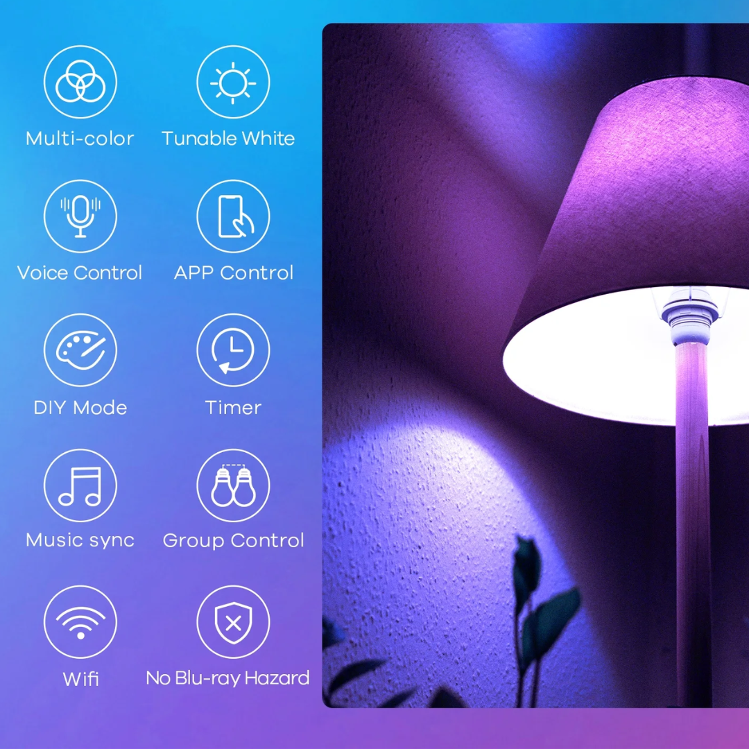 Linkind Matter Smart LED Light Bulbs - 9W (60W Equivalent) A19 E26 WiFi Color Changing RGB Dimmable with Music Sync, Works with Alexa, Google Home & SmartThings (2-Pack)