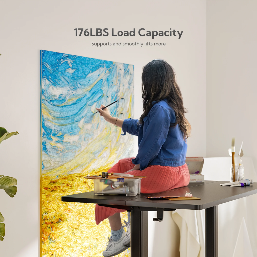 INNOVAR Electric Standing Desk - 63" x 24" Adjustable Height Sit-Stand Desk with Splice Board for Home Office (Black Frame/Black Top)