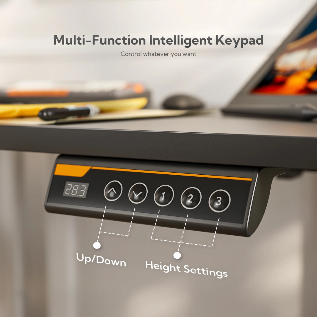 INNOVAR Electric Standing Desk - 63" x 24" Adjustable Height Sit-Stand Desk with Splice Board for Home Office (Black Frame/Black Top)