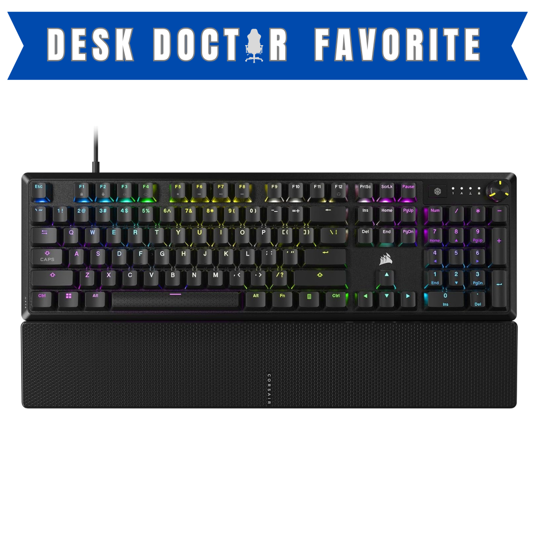 CORSAIR K70 CORE RGB Mechanical Wired Gaming Keyboard with Palmrest – Pre-Lubed MLX Red Linear Switches, SOCD, ABS Double-Shot Keycaps, Sound Dampening, Media Control Dial, QWERTY NA