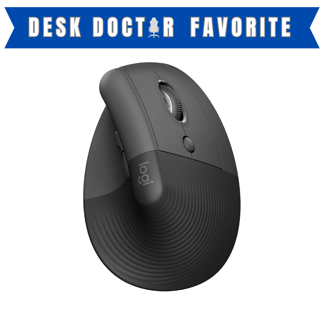 Logitech Lift Vertical Ergonomic Mouse, Wireless Bluetooth or USB Receiver, Quiet Clicks, 4 Buttons, Right Hand Wireless Mouse, Windows/macOS/iPadOS, Laptop, PC