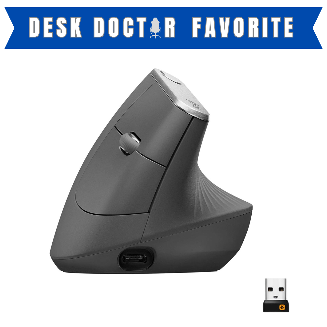 Logitech MX Vertical Wireless Mouse – Ergonomic Design Reduces Muscle Strain, Move Content Between 3 Windows and Apple Computers, Rechargeable,