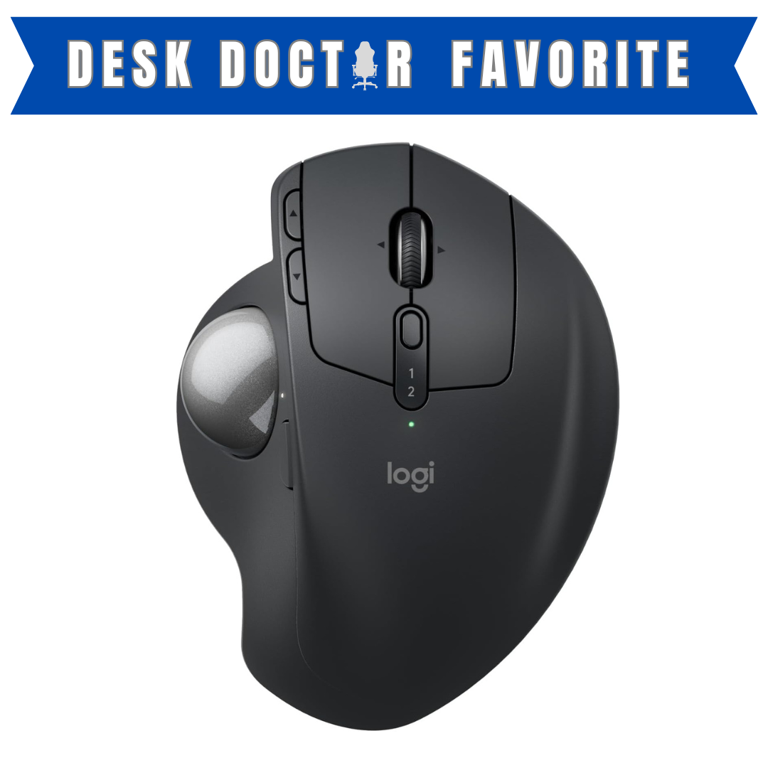 Logitech MX Ergo S Advanced Wireless Trackball Mouse, USB-C Rechargeable Wireless Ergonomic Mouse with Bluetooth and Encrypted Dongle, 6 Programmable Buttons, for PC/Mac