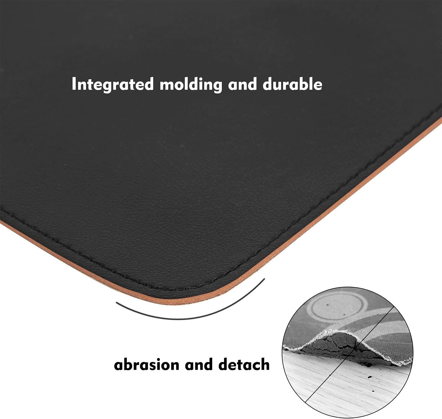 Leather, Wood Double Side Stitched Edges Waterproof Computer Mouse Pads for Laptop,Office & Home,1 Pack,8Inch11Inch, (Black)