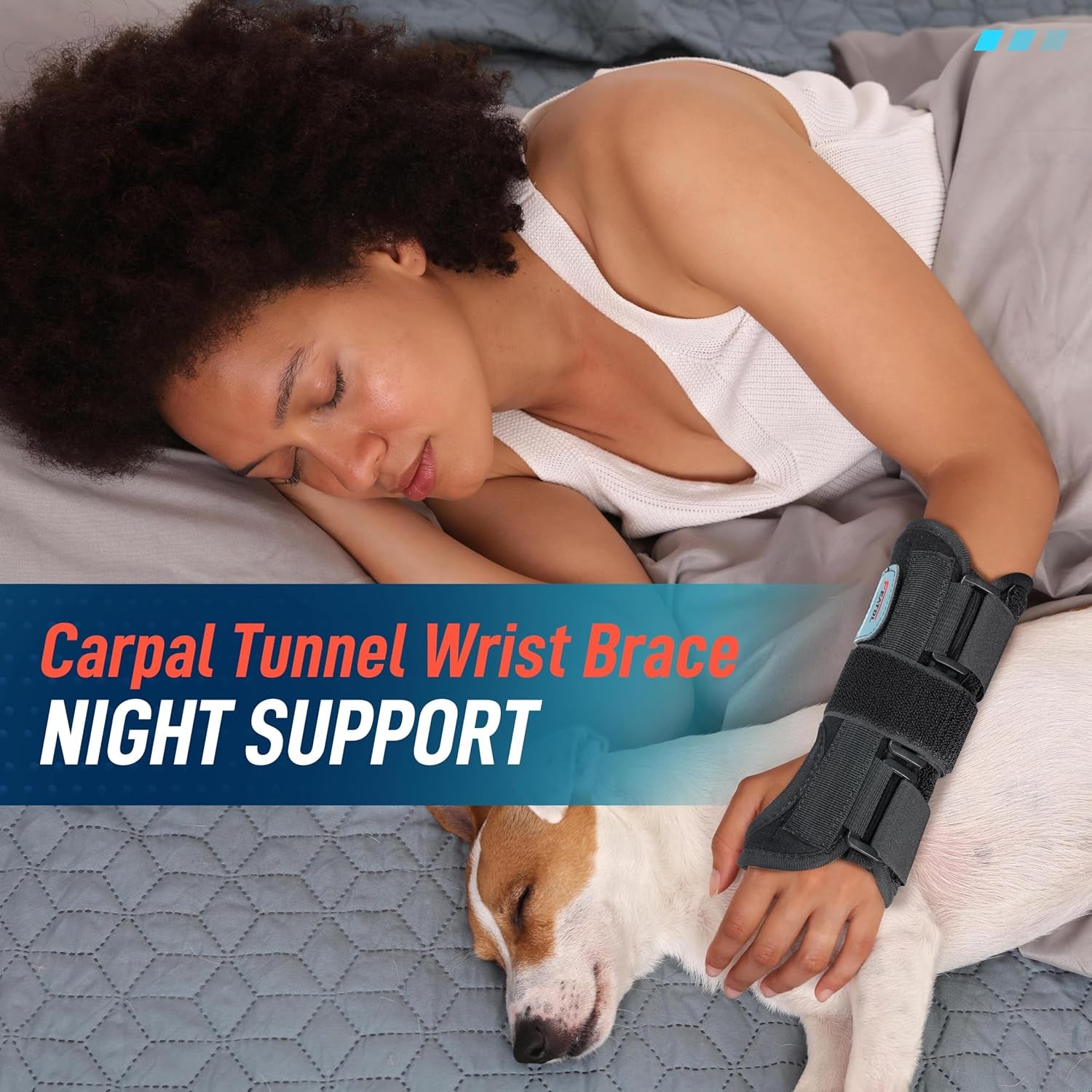 Wrist Brace Carpal Tunnel, Night Support Brace with Wrist Splint, Adjustable Straps, Hot/Ice Pack for Women and Men, Right Hand, Large/X-Large, Tendinitis, Arthritis, Pain Relief
