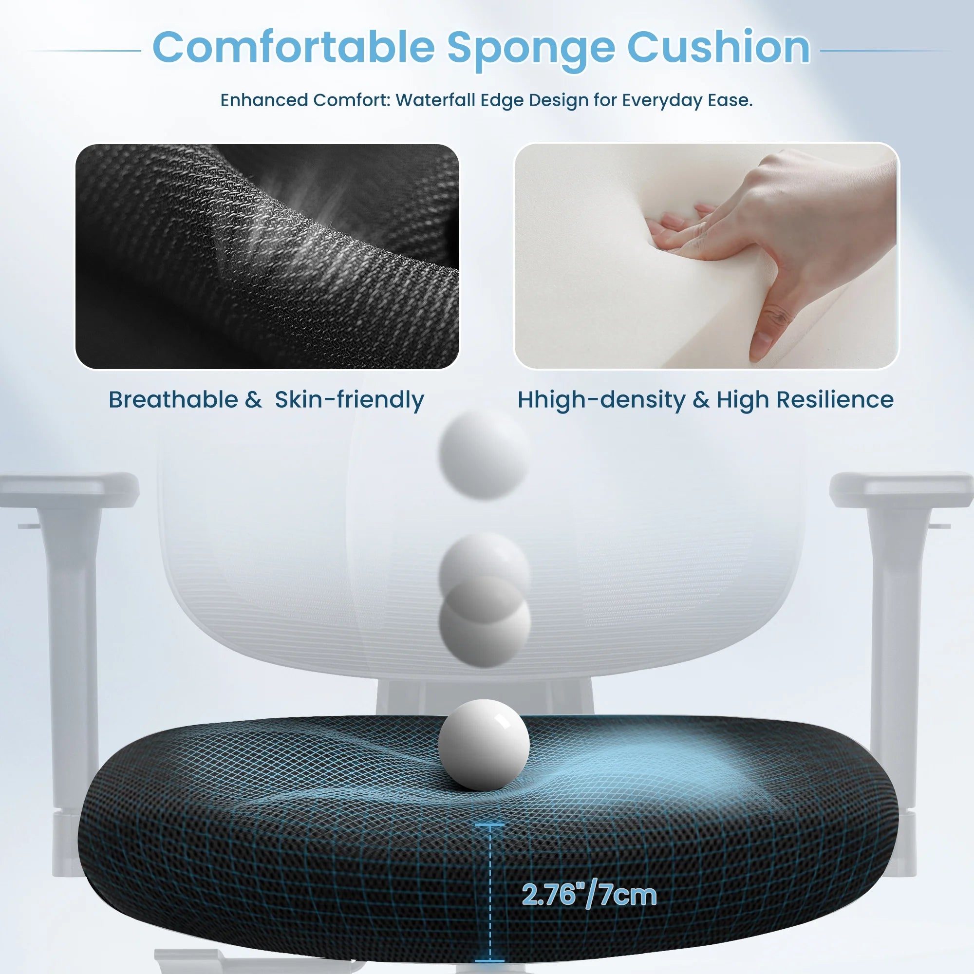 Ergonomic Office Chair, High Back Adjustable Computer Desk Chair with Lumbar Support, 500Lb, Black