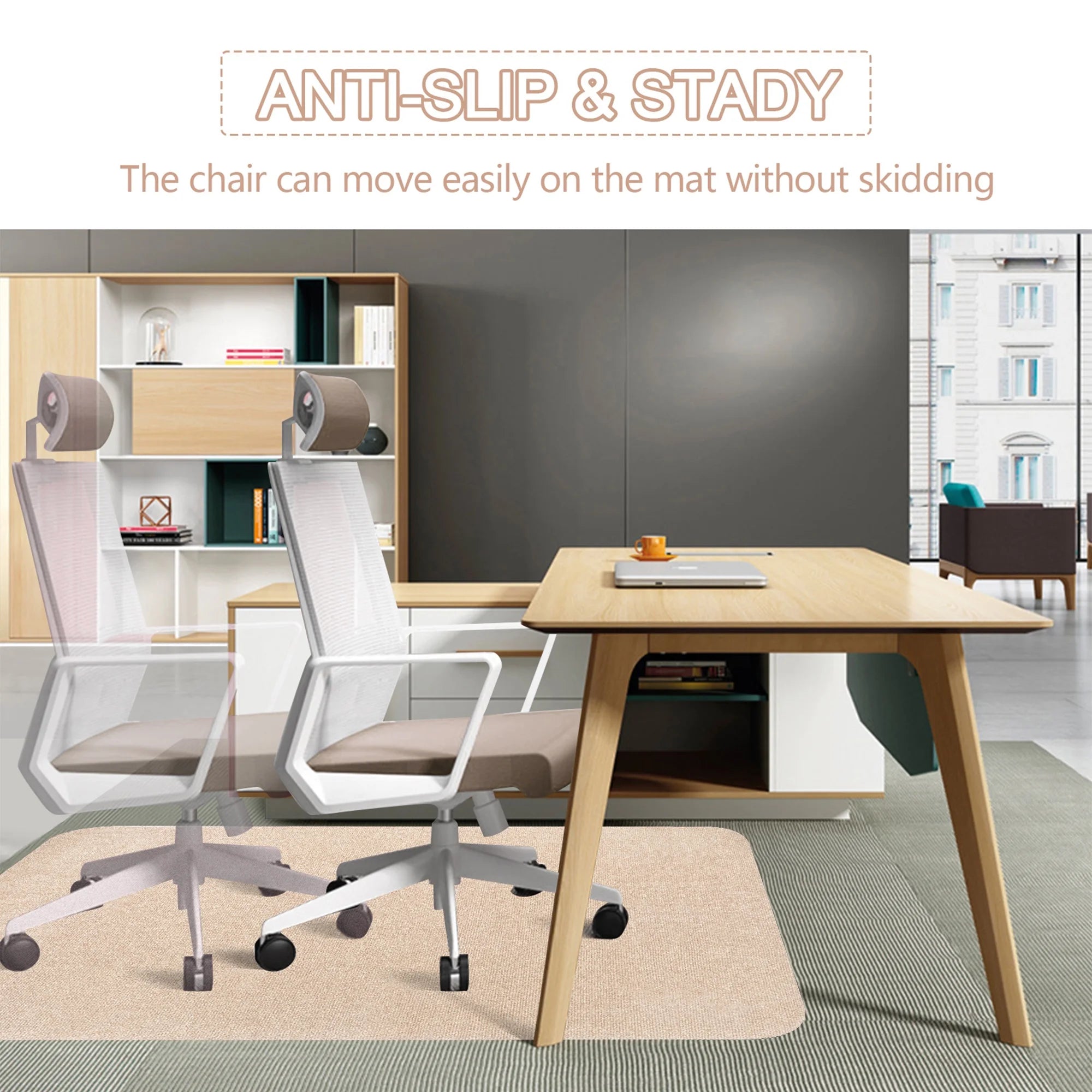 Office Chair Mat for Hardwood Floor 36" X 55" Desk Chair Mat Non-Slip Home Office Protector in Living Room Study Office, Brown