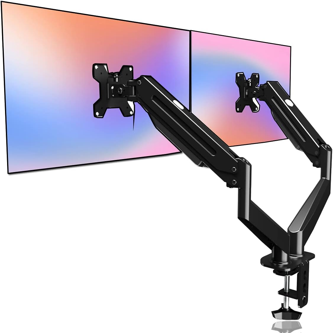 Dual Monitor Mount Stand-Height Adjustable Gas Spring Monitor Arm Desk Mount for 2 Computer Screens 17 to 32 Inches - Each Arm Holds up to 22Lbs,Black(Md8Sp)