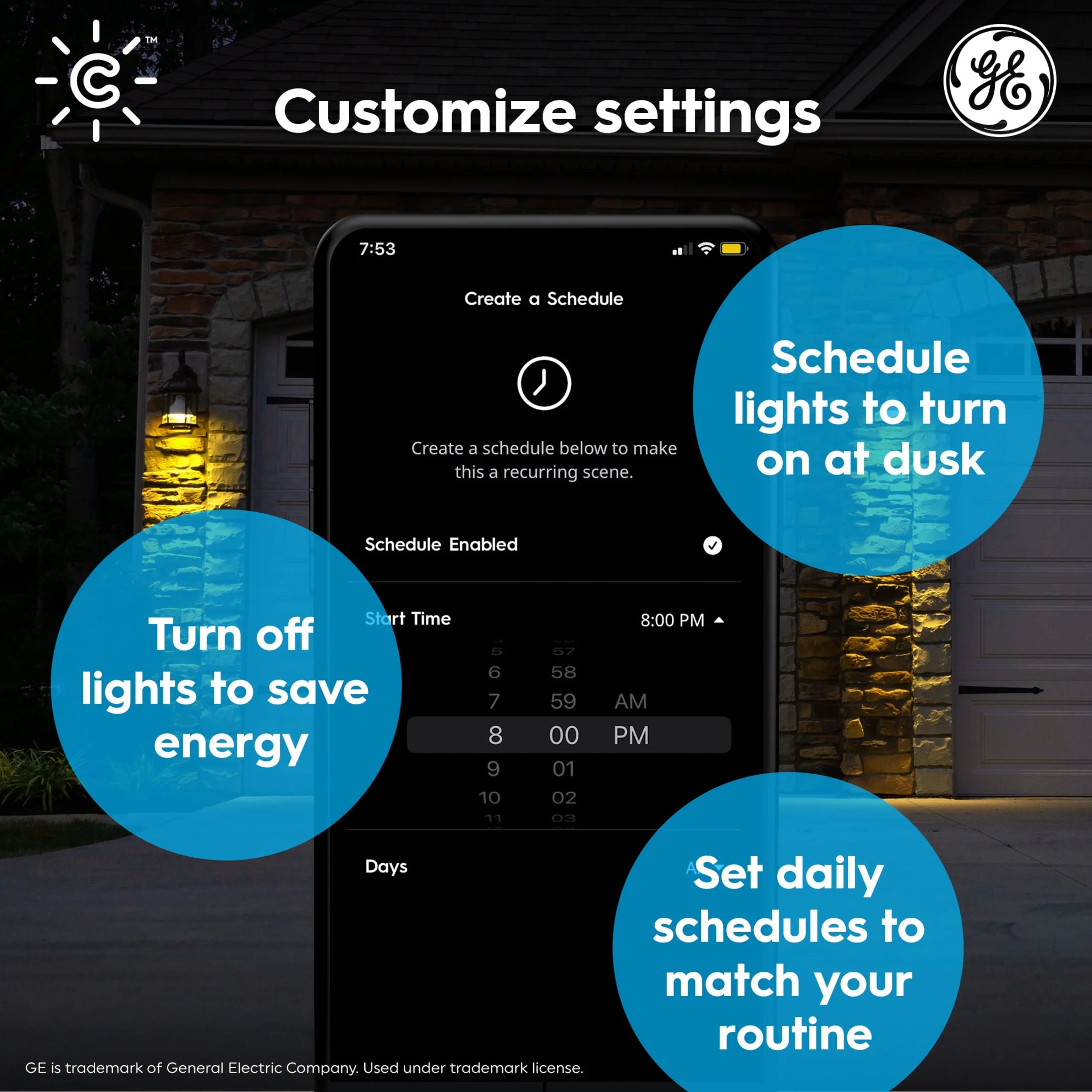 GE Cync PAR38 Smart LED Light Bulb, Color Changing Outdoor Décor Lights, 90 Watts, Medium Base, 1Pk