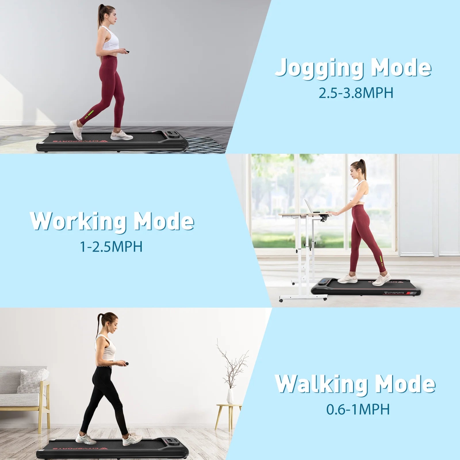 under Desk Treadmill, Walking Pad for Home, 1-6 KM/H, LCD Display, Alloy Steel Frame, Compact & Portable