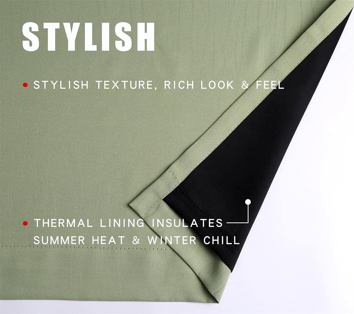 100% Blackout Curtains for Bedroom & Living Room - 84 Inch Sage Green Grommet Curtains, Room Darkening, Thermal Lined, Light Blocking, Noise Reducing, 2 Panels