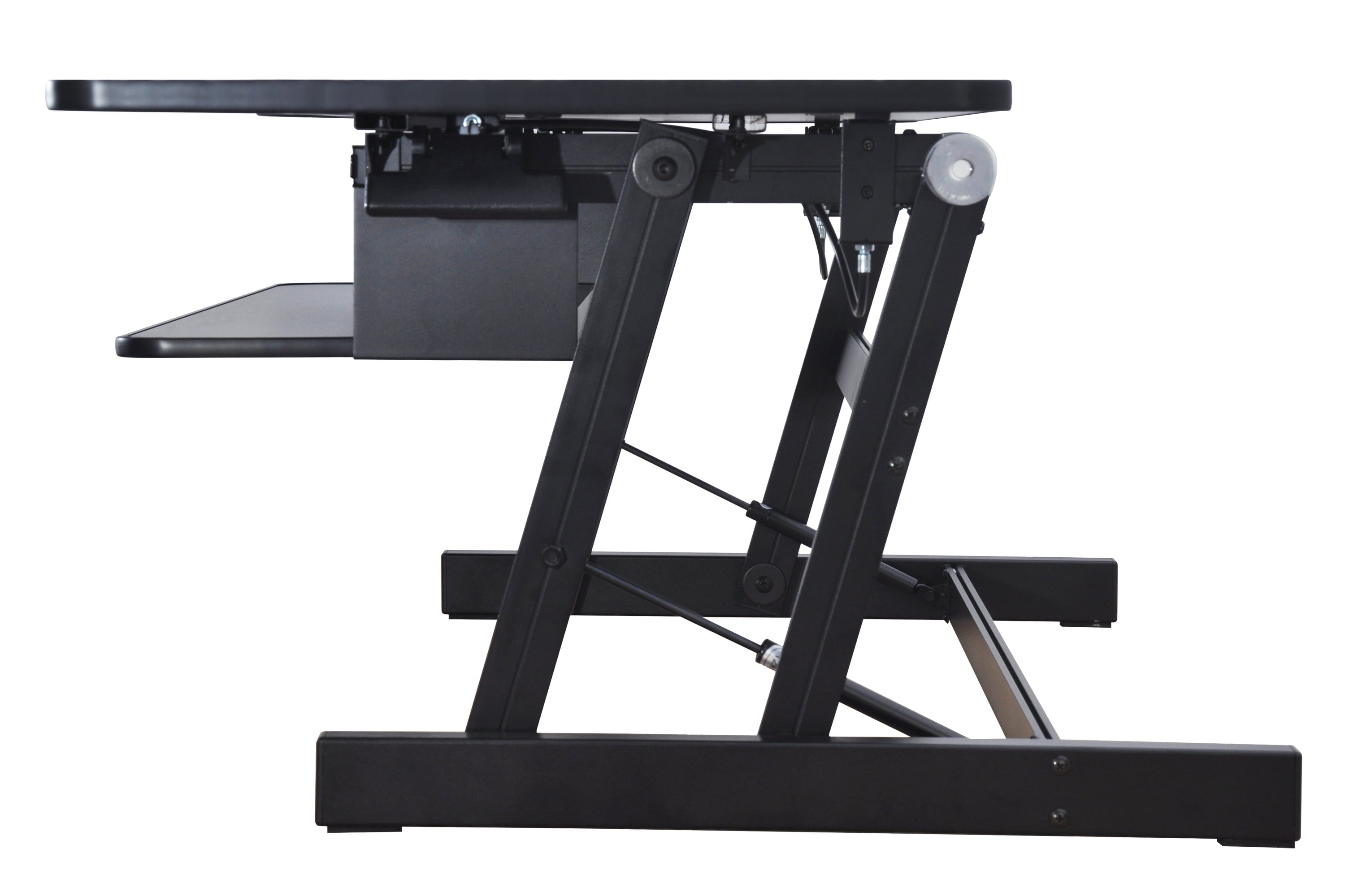 37.5" Deluxe Height Adjustable Standing Desk Converter with Dual Monitor Mount BUNDLE | Quick Sit Stand up Computer Workstation Riser | Large Retractable Keyboard Tray | Black (R DADRB-DM2)