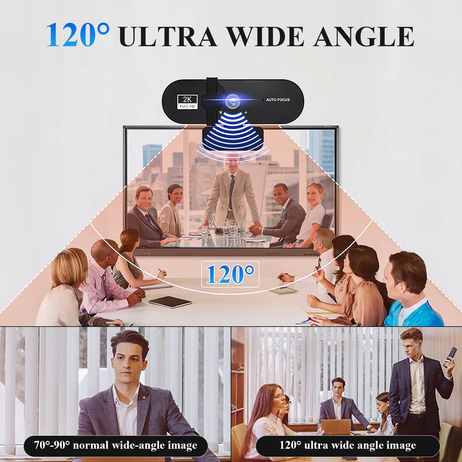 Webcam,2K HD Webcam for PC with Microphone USB Auto Focus for Recording Conference Calls Games