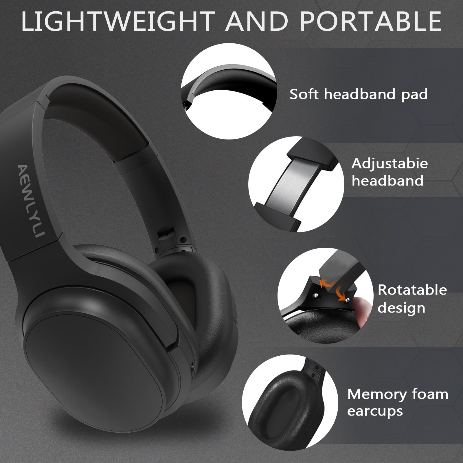 Noise Cancelling Headphones, Bluetooth over Ear Headphones, Wireless Foldable Stereo Microphone, S31 - Black
