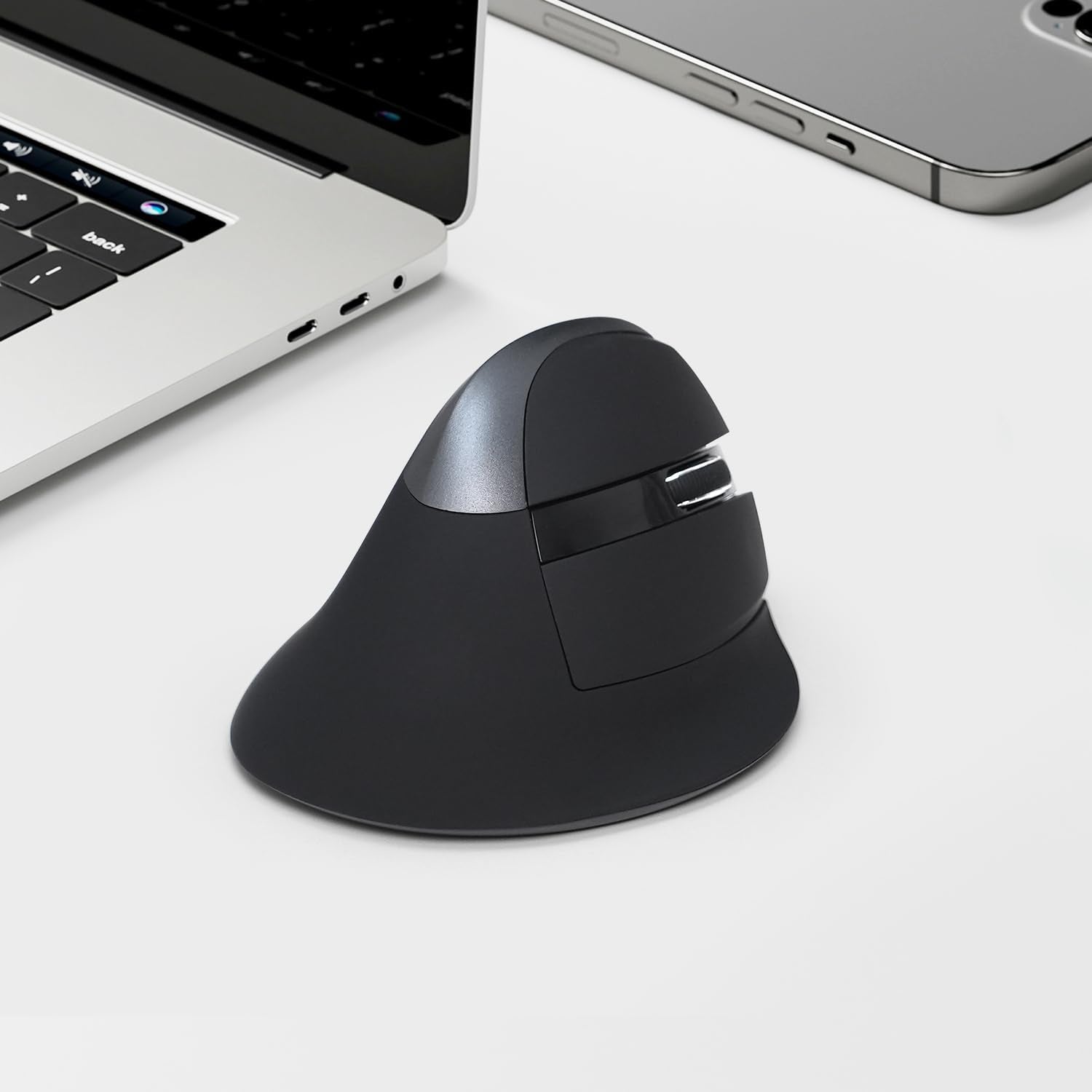 Wireless Vertical Mouse, Small Silent Ergonomic Mouse with BT 5.2 and USB Receiver, 6 Buttons and 4000 DPI, Rechargeable Mouse for Carpal Tunnel (M618Mini-Iron Gray)