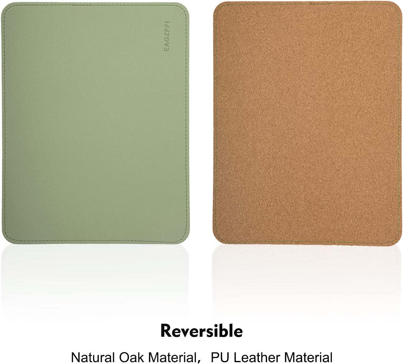 Leather Mouse Pad,Wood Mouse Pad,Double Side Mouse Pad,Stitched Edges,Equipped with Coaster Mouse Pads for Laptop,Office & Home,1 Pack,8Inch11Inch, (Matcha Green)