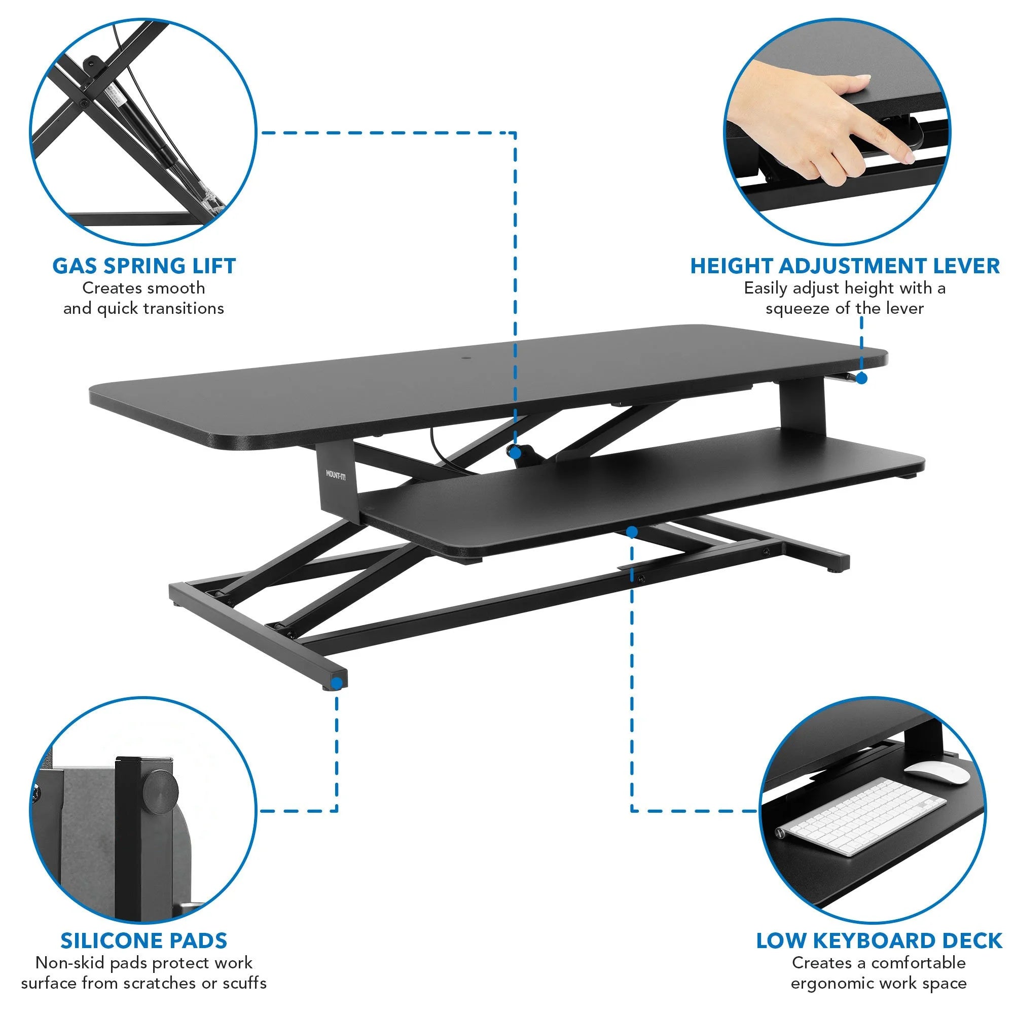Standing Desk Converter, Sit Stand Desk Riser, 37 Inch Platform