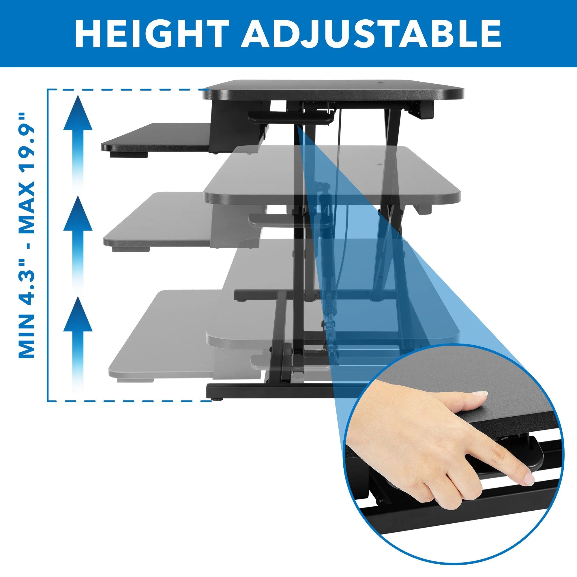 Standing Desk Converter, Sit Stand Desk Riser, 37 Inch Platform