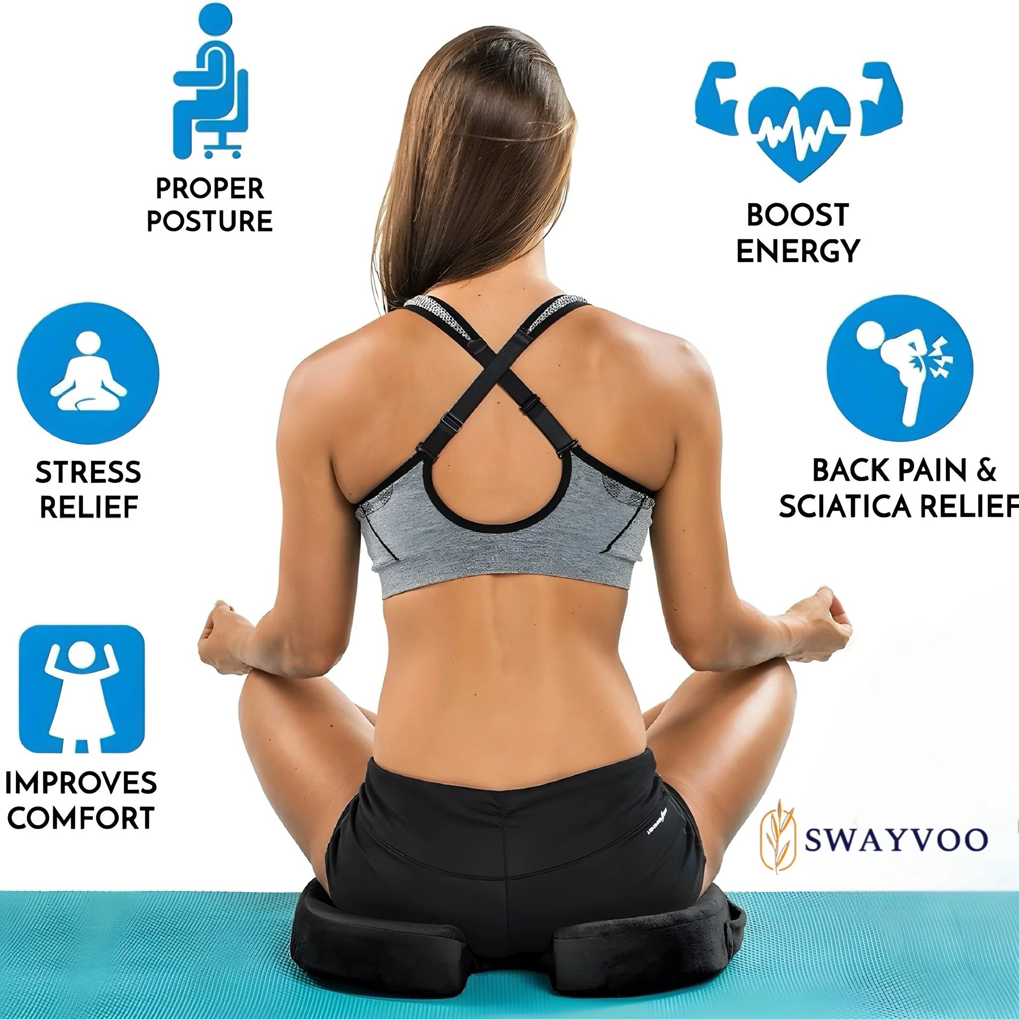 Memory Foam Cushion Gel Seat Cushion Tailbone Pain Relief Cushion – Office Chair Cushion